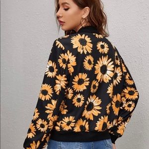 Sunflower Print Bomber Jacket